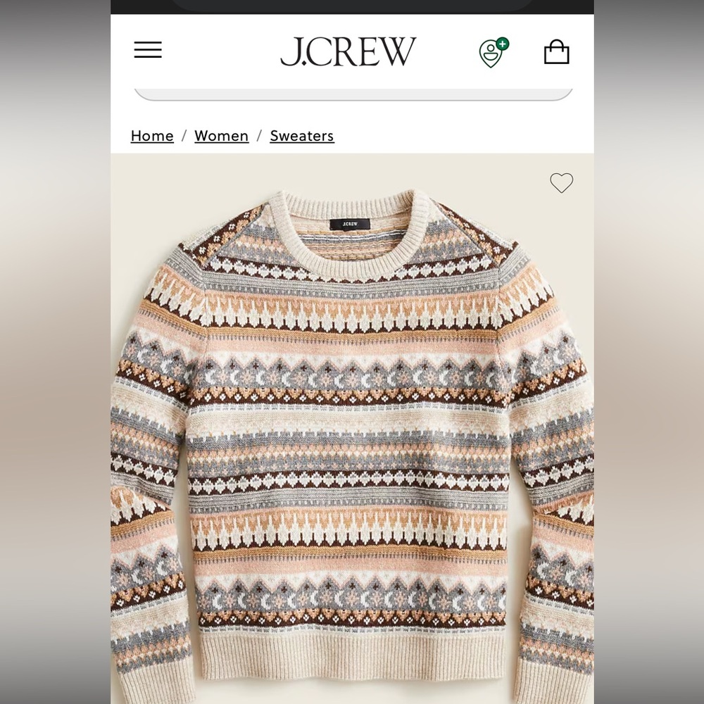 J. Crew Fair Isle cropped crewneck sweater